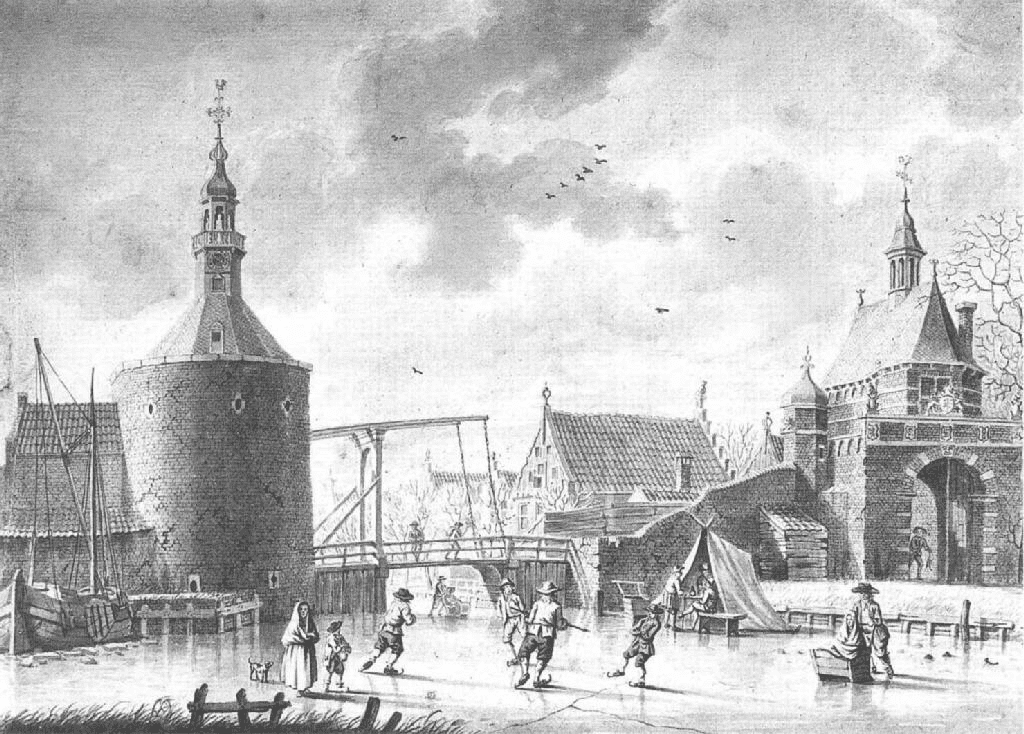 Historisch zicht op de buiten haven van Edam